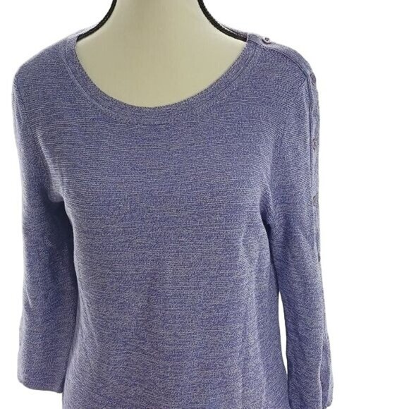 Talbots Sweater Purple Tunic Button 3/4 Sleeve Stretch Womens Size Small - Picture 2 of 6